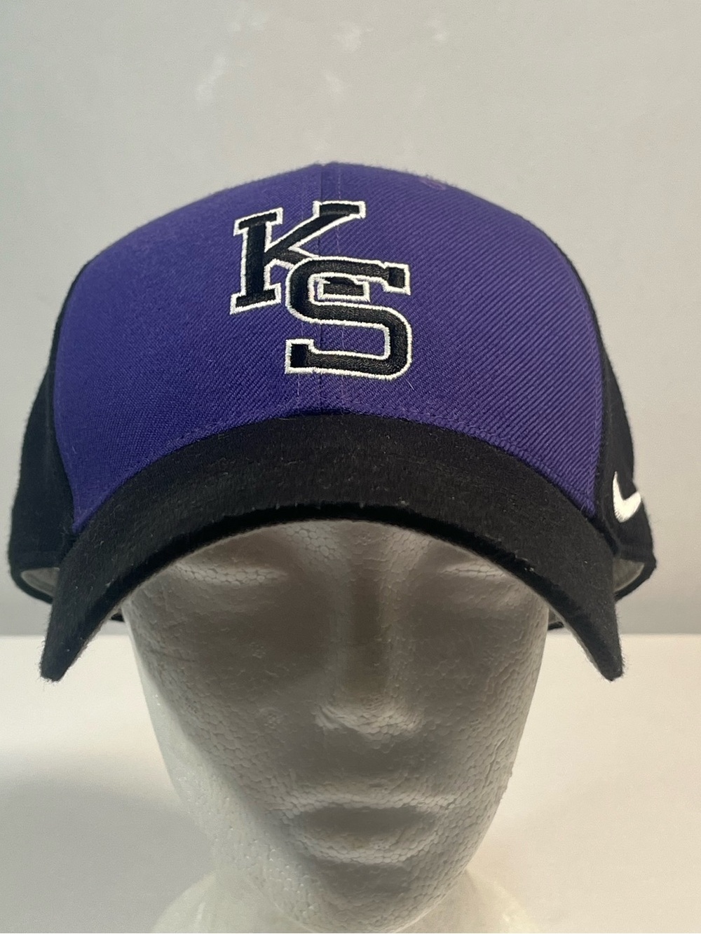 Nike Team Kansas State K-State Wildcats Black Purple Fitted Hat Cap Size L/XL